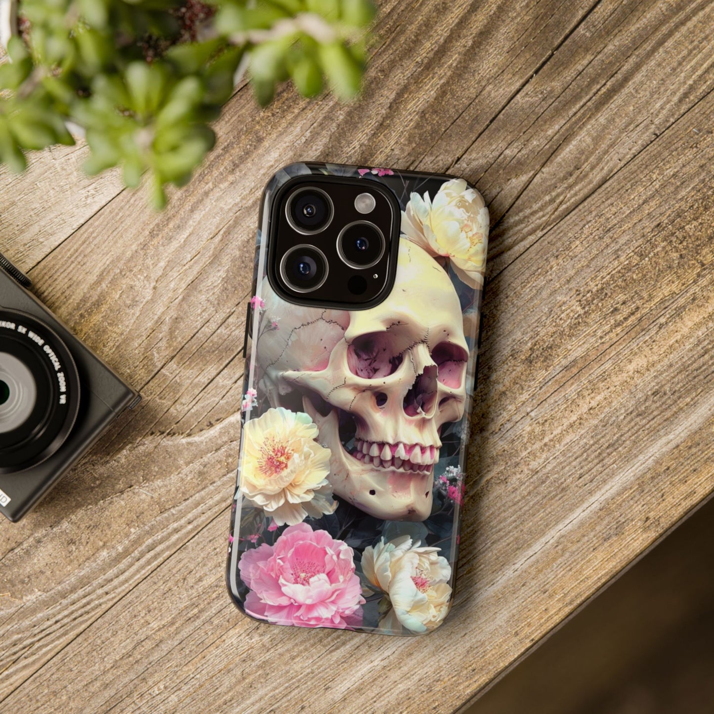 Gothic Floral Skull - Phone Case
