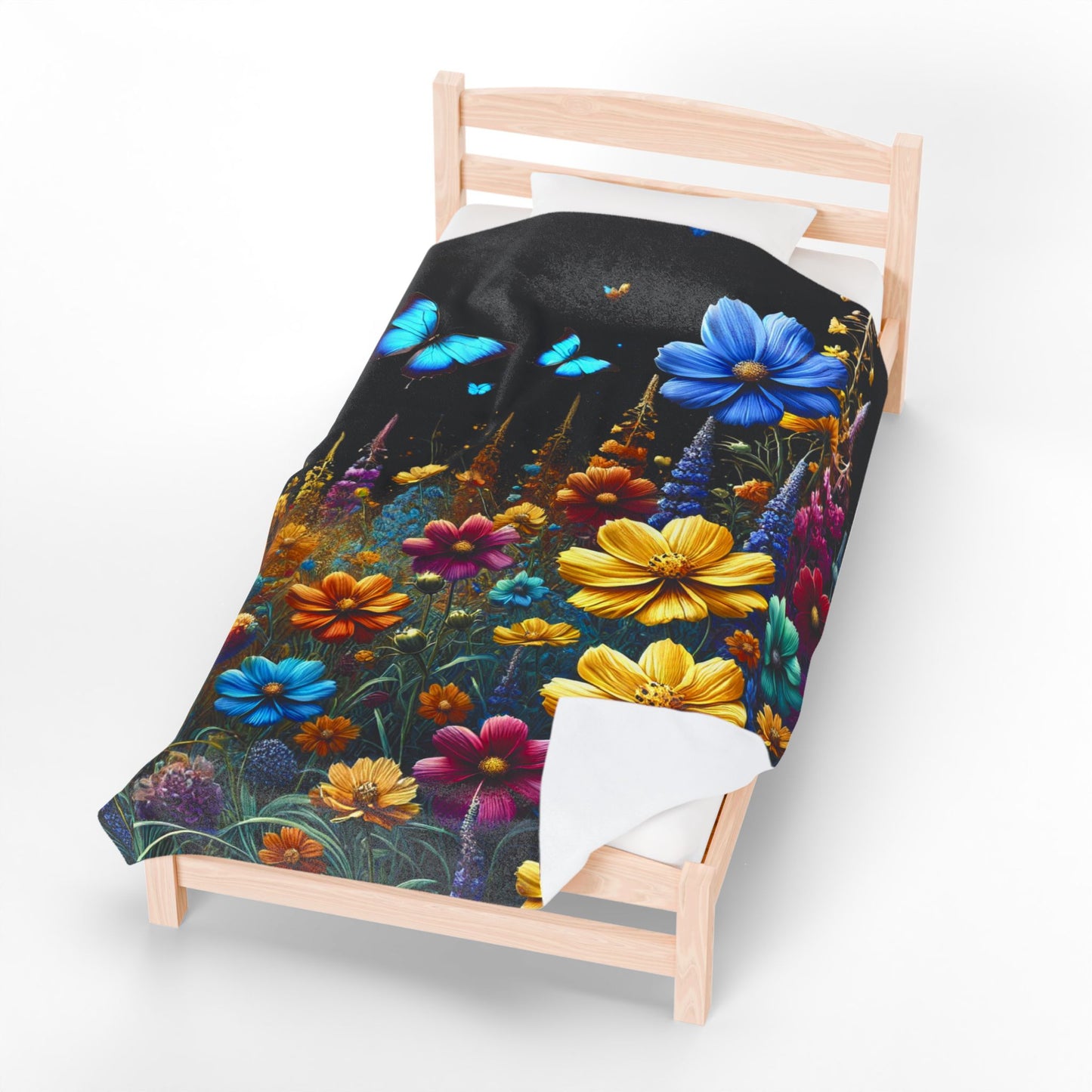 Whimsical Floral Meadow - Velveteen Plush Blanket