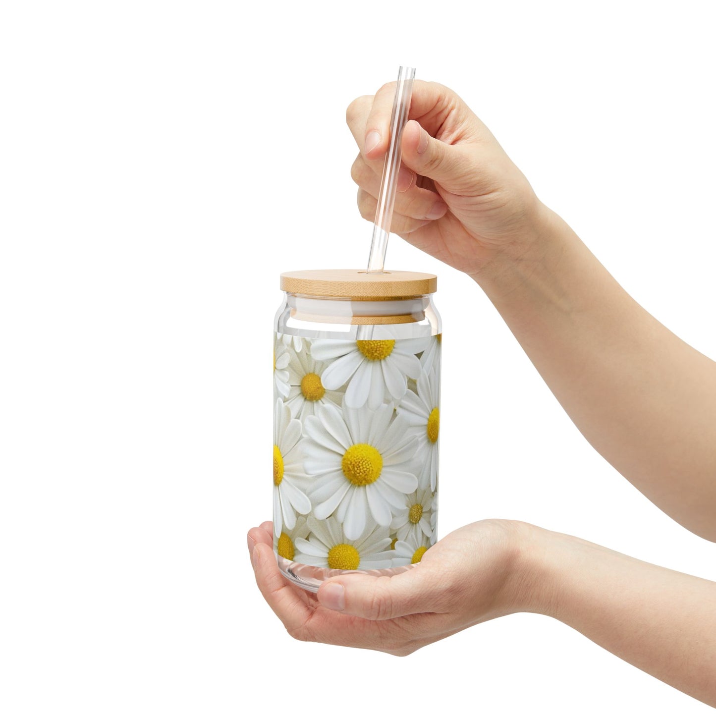 White Sunflowers - Sipper Glass