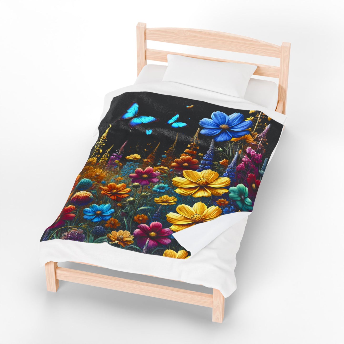 Whimsical Floral Meadow - Velveteen Plush Blanket