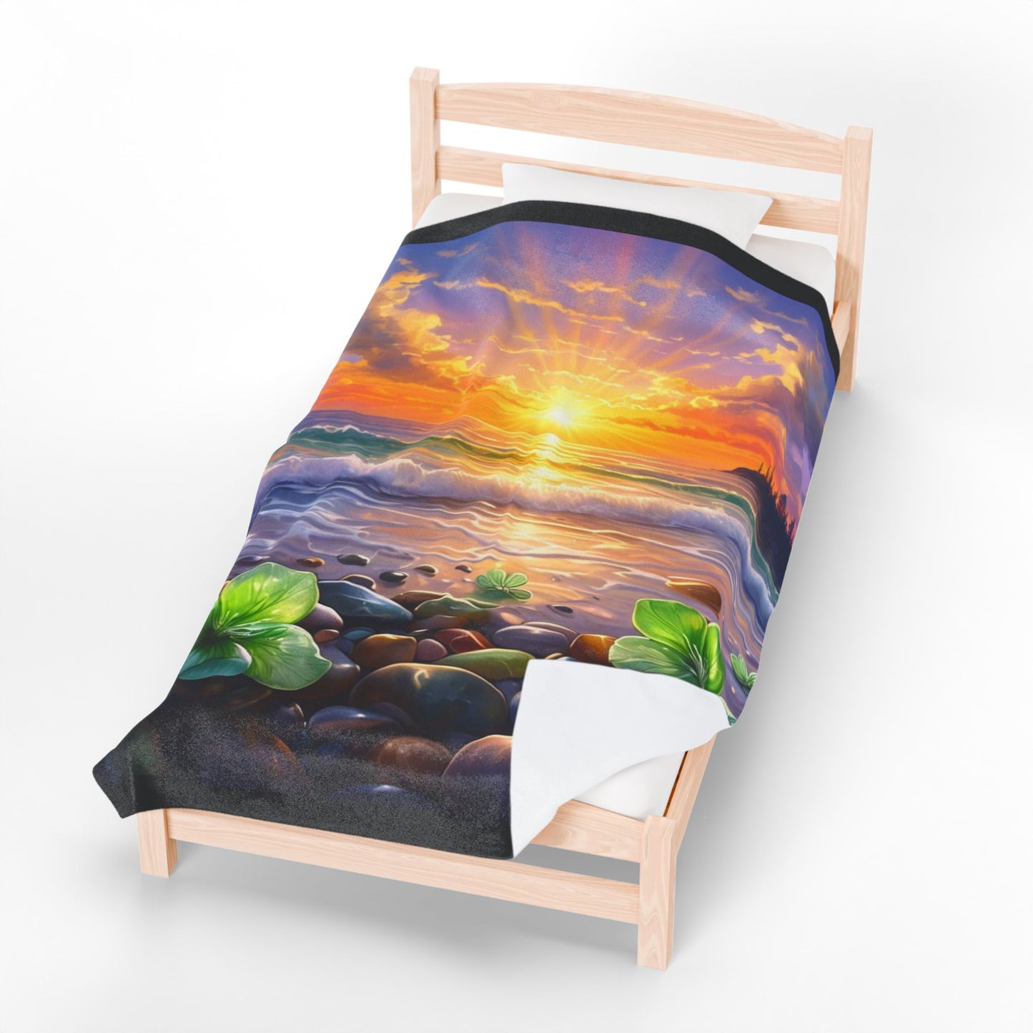 Ocean Sunrise Serenity - Velveteen Plush Blanket
