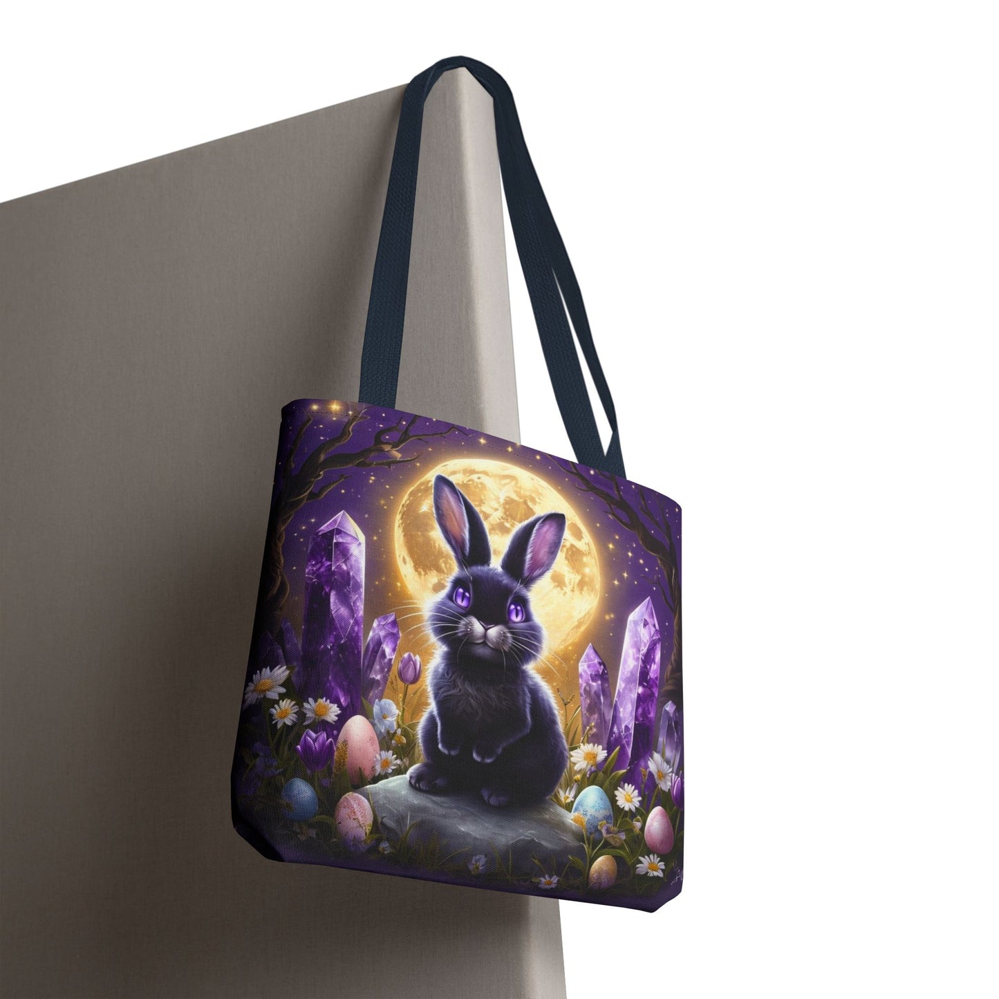 Moonlit Bunny with Amethyst Crystals - Tote Bag