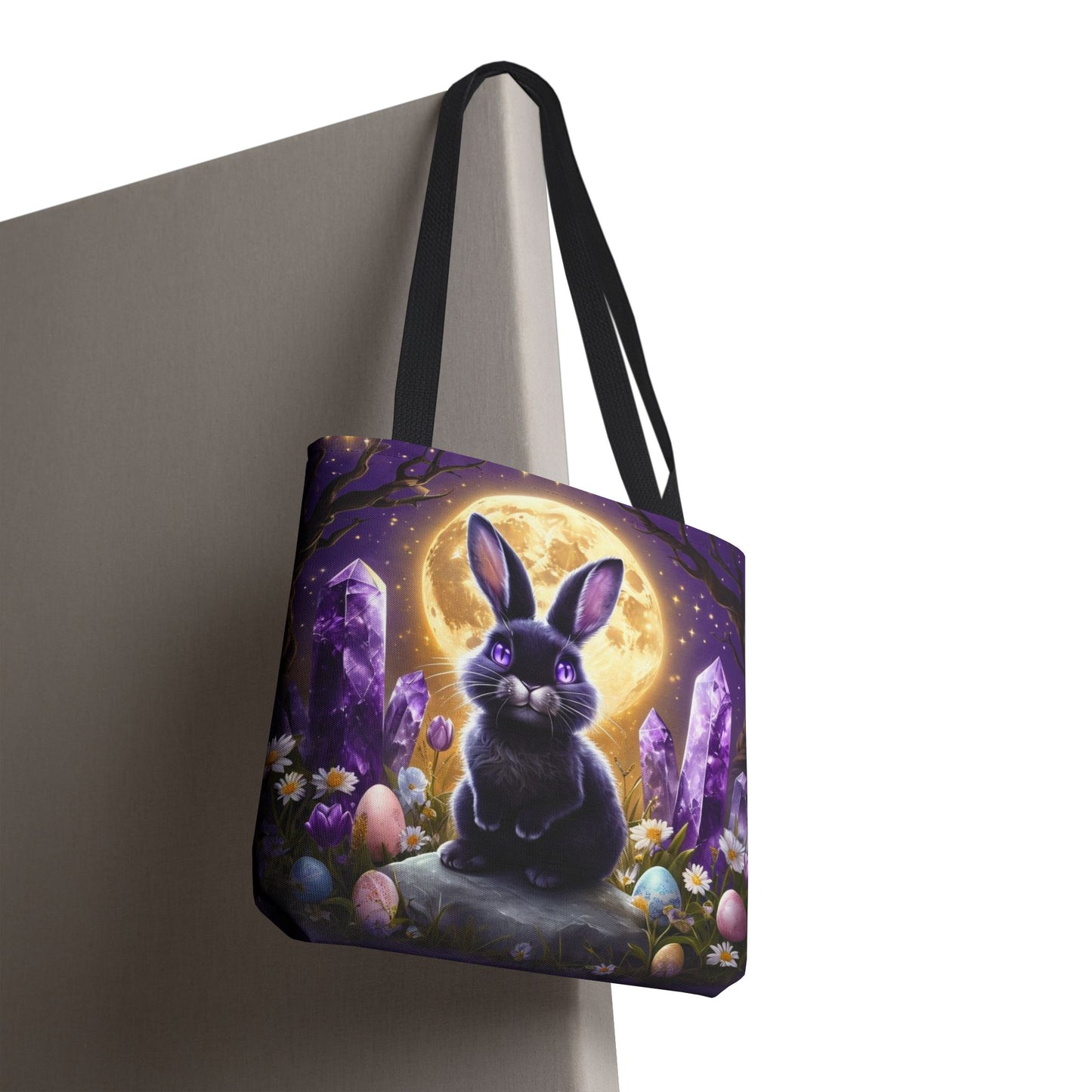 Moonlit Bunny with Amethyst Crystals - Tote Bag