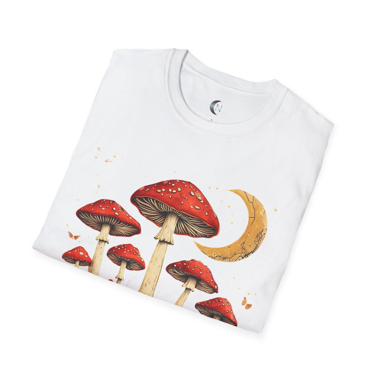 Whimsical Mushroom Moon - Unisex Softstyle T-Shirt