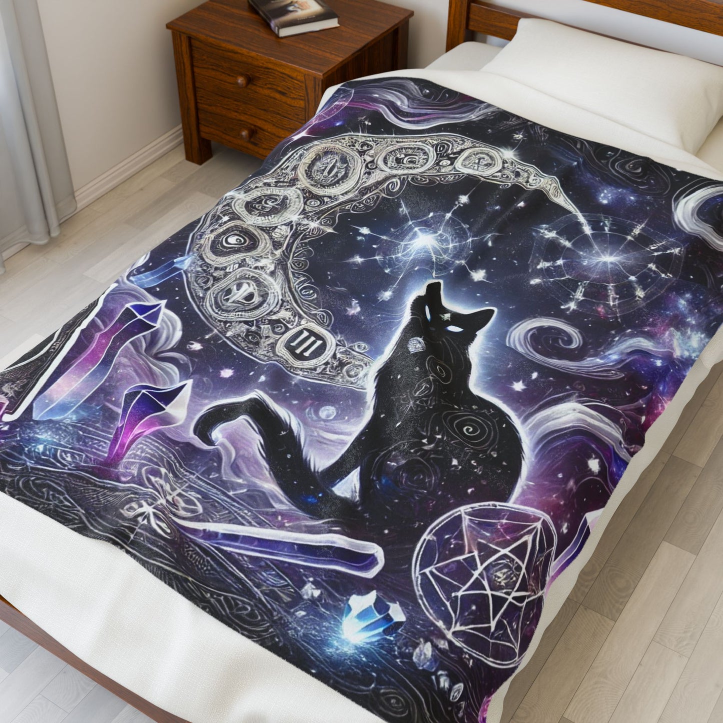 Celestial Black Feline - Plush Blanket