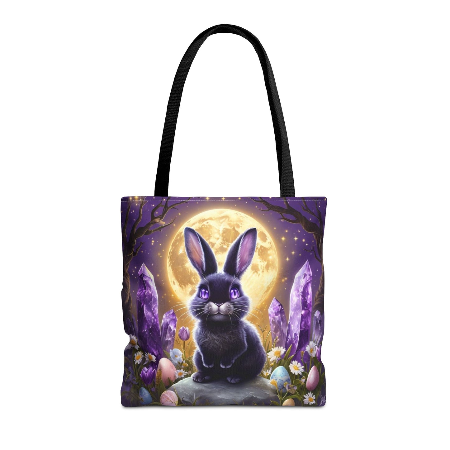 Moonlit Bunny with Amethyst Crystals - Tote Bag