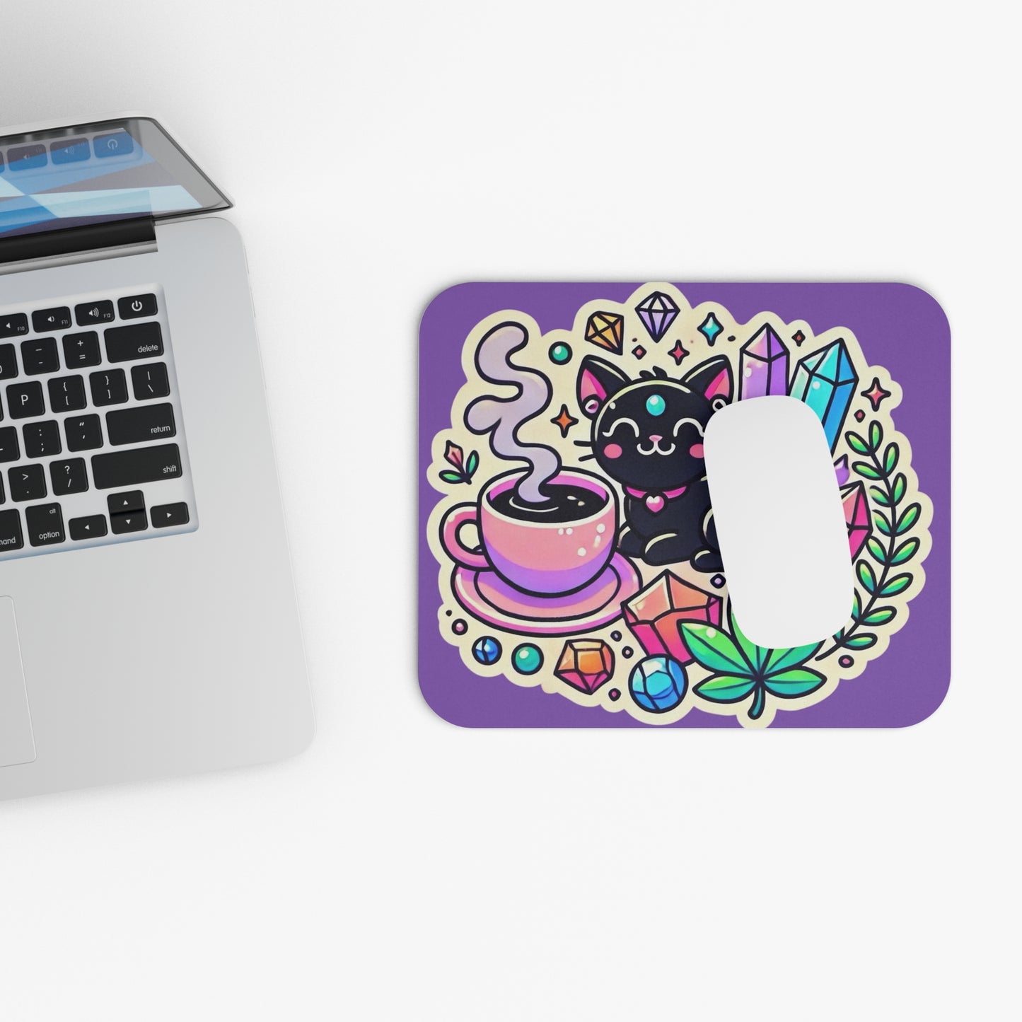 Mystical Cat & Crystals - Mouse Pad