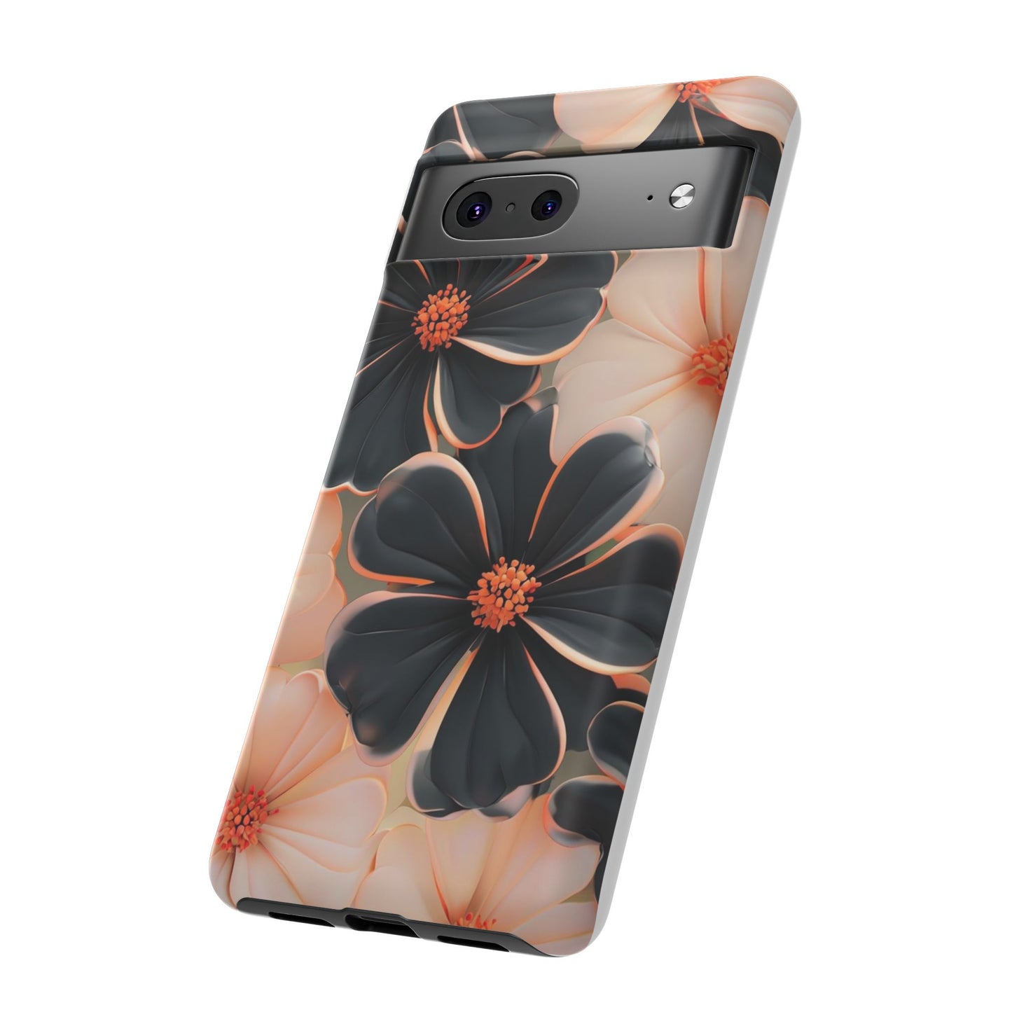 Elegant Black & Peach Floral - Phone Case