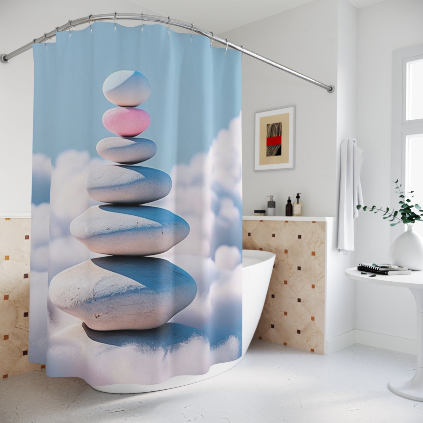 Zen Rock Stack - Shower Curtain