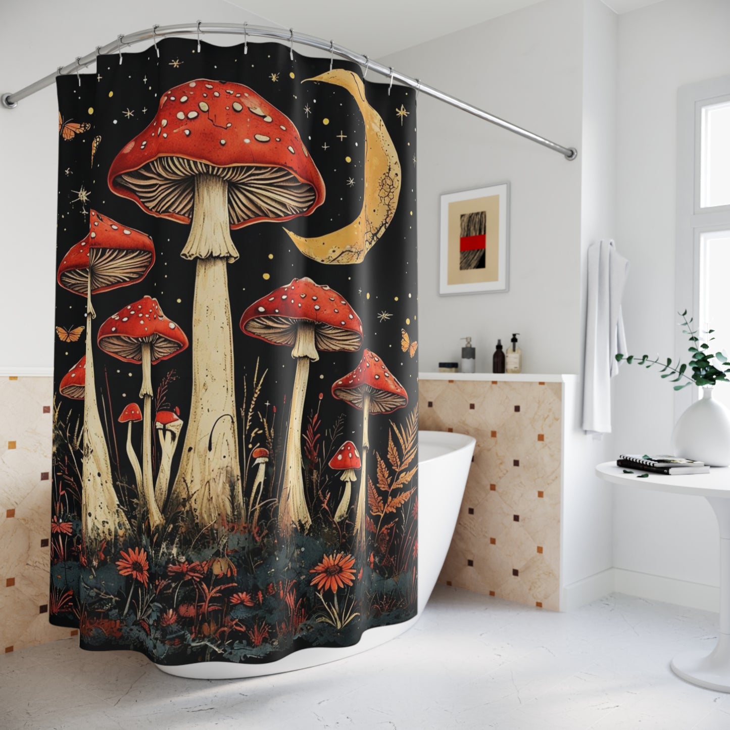 Whimsical Moonlit Mushroom - Shower Curtain