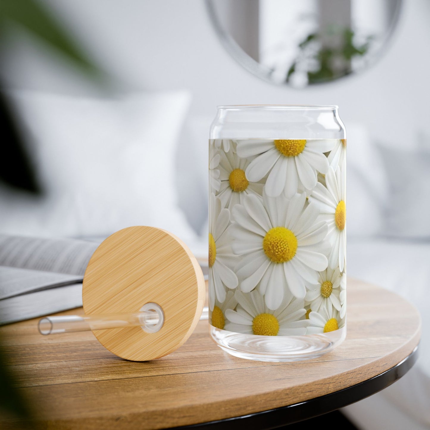 White Sunflowers - Sipper Glass