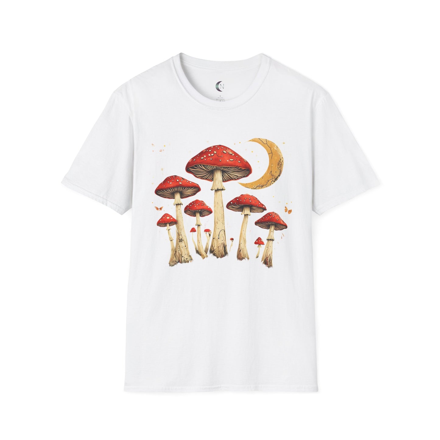 Whimsical Mushroom Moon - Unisex Softstyle T-Shirt