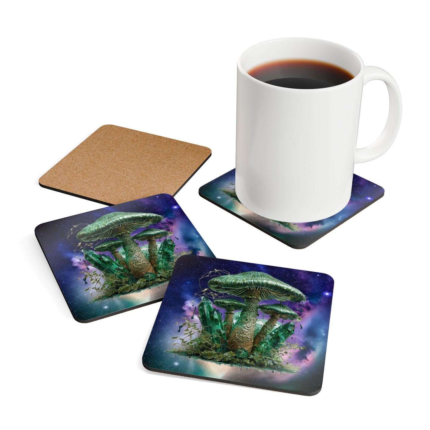 Cosmic Crystals & Mushrooms - Coaster Set