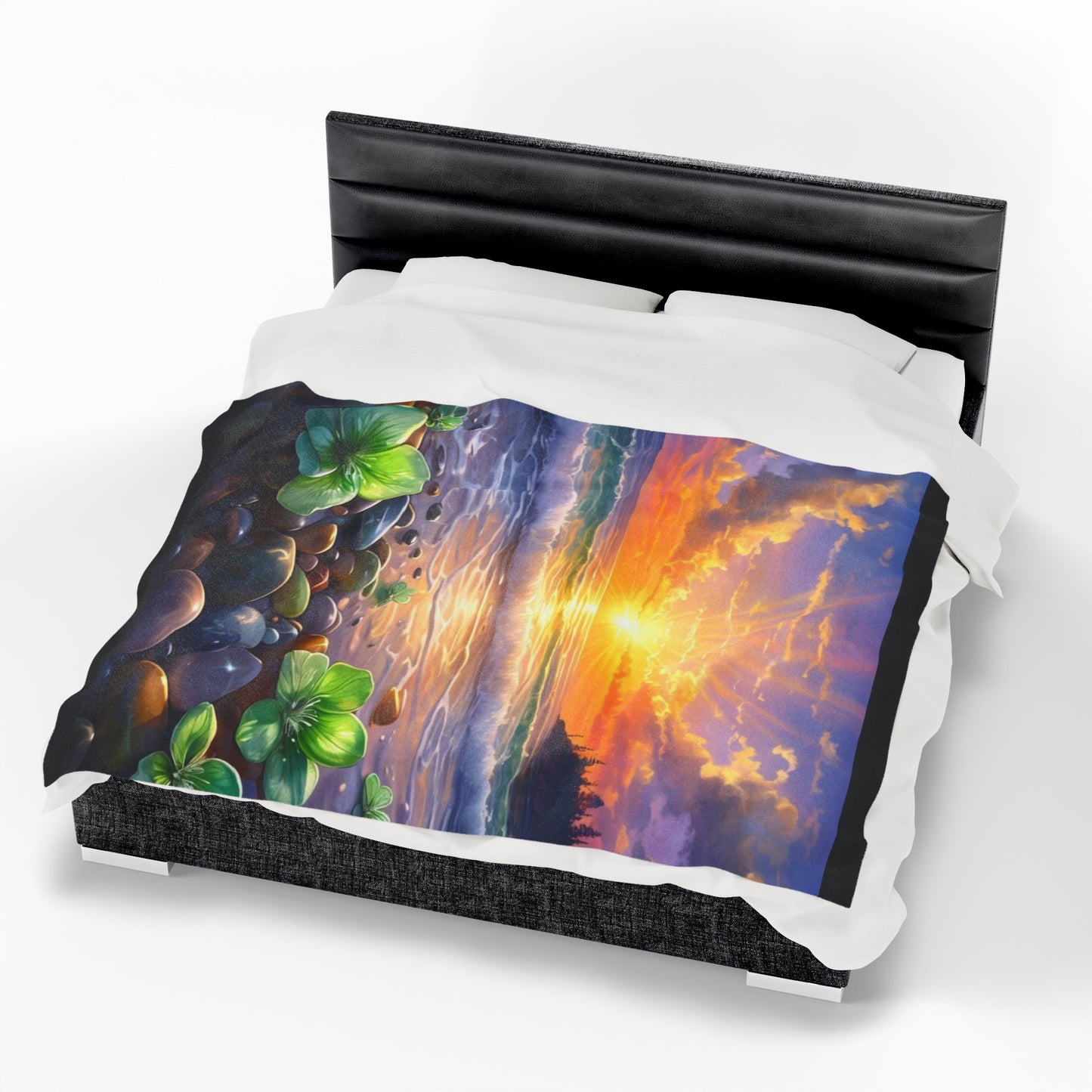 Ocean Sunrise Serenity - Velveteen Plush Blanket