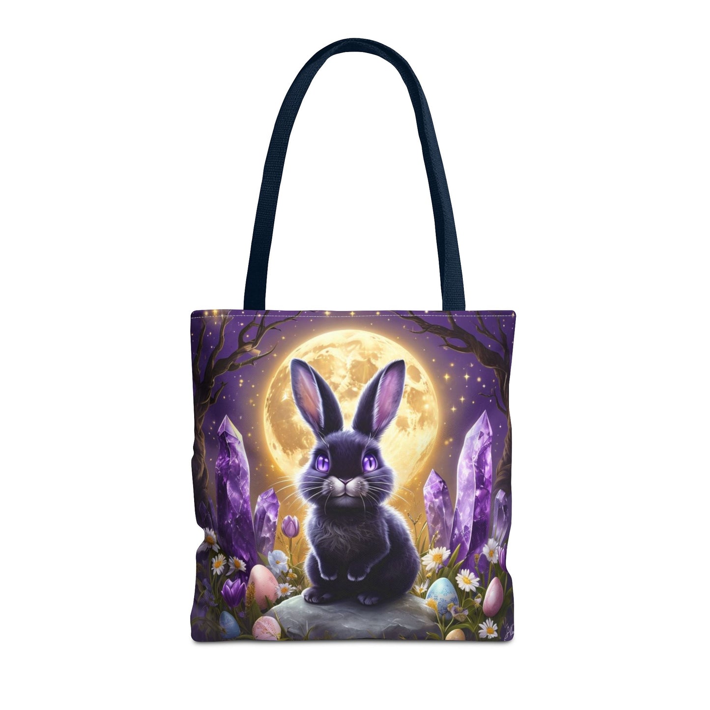 Moonlit Bunny with Amethyst Crystals - Tote Bag