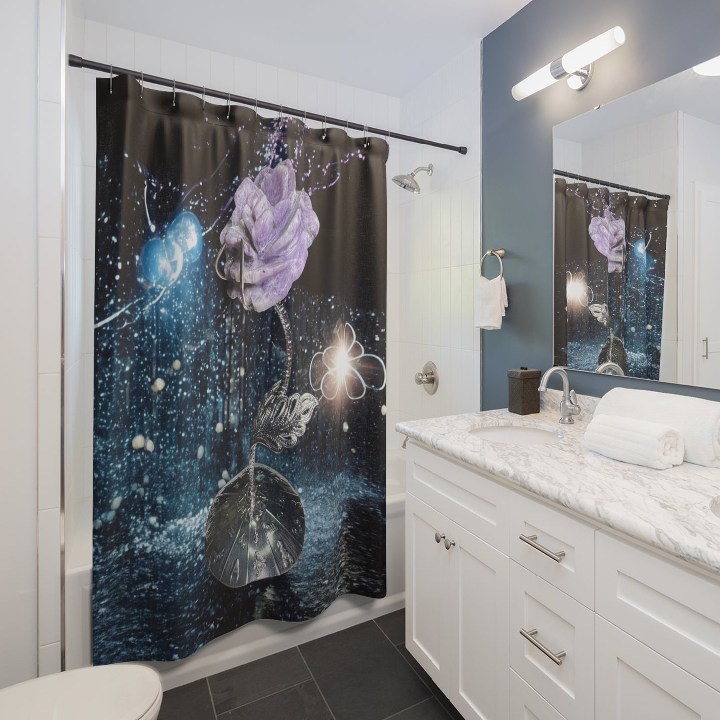 Cosmic Lepidolite Rose - Shower Curtain