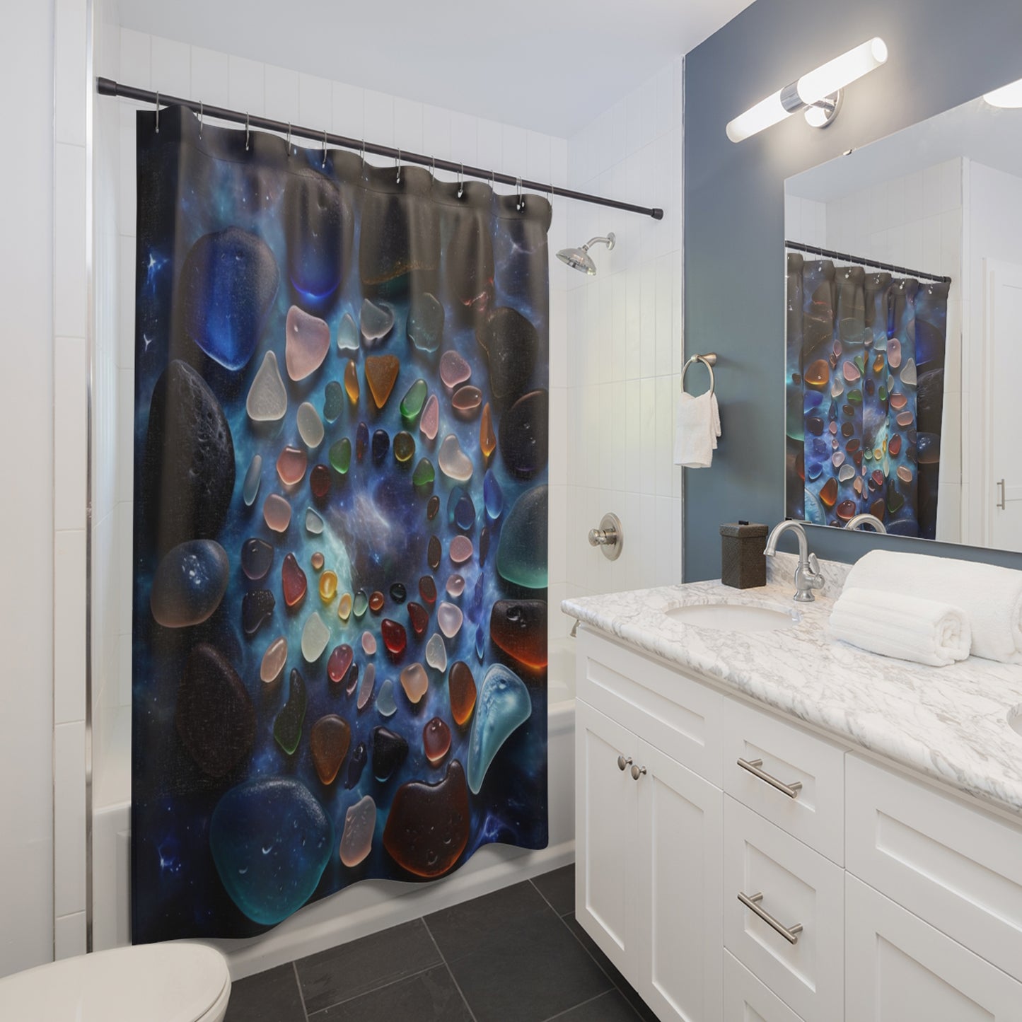 Celestial Sea Glass Spiral - Shower Curtain
