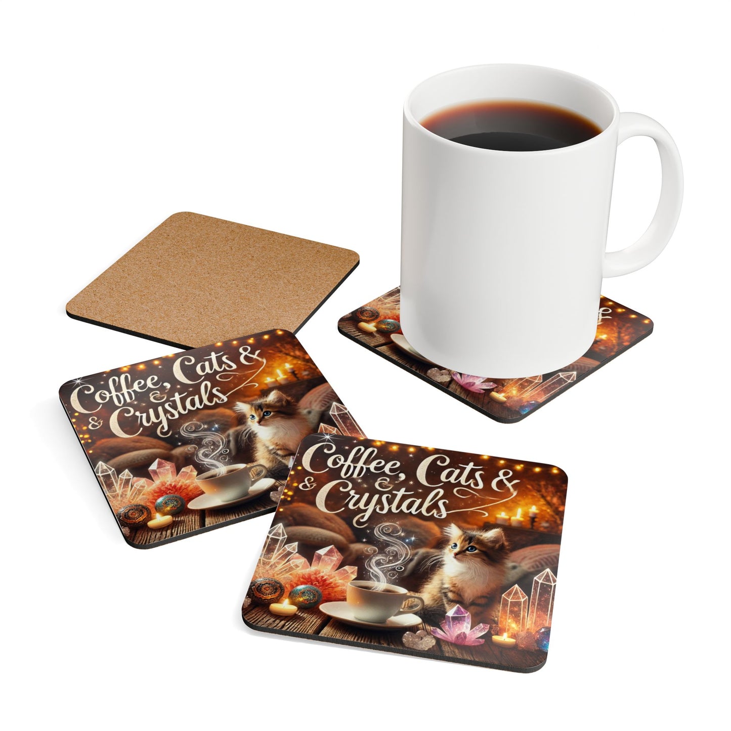 Coffee, Cats & Crystals - Coaster Set