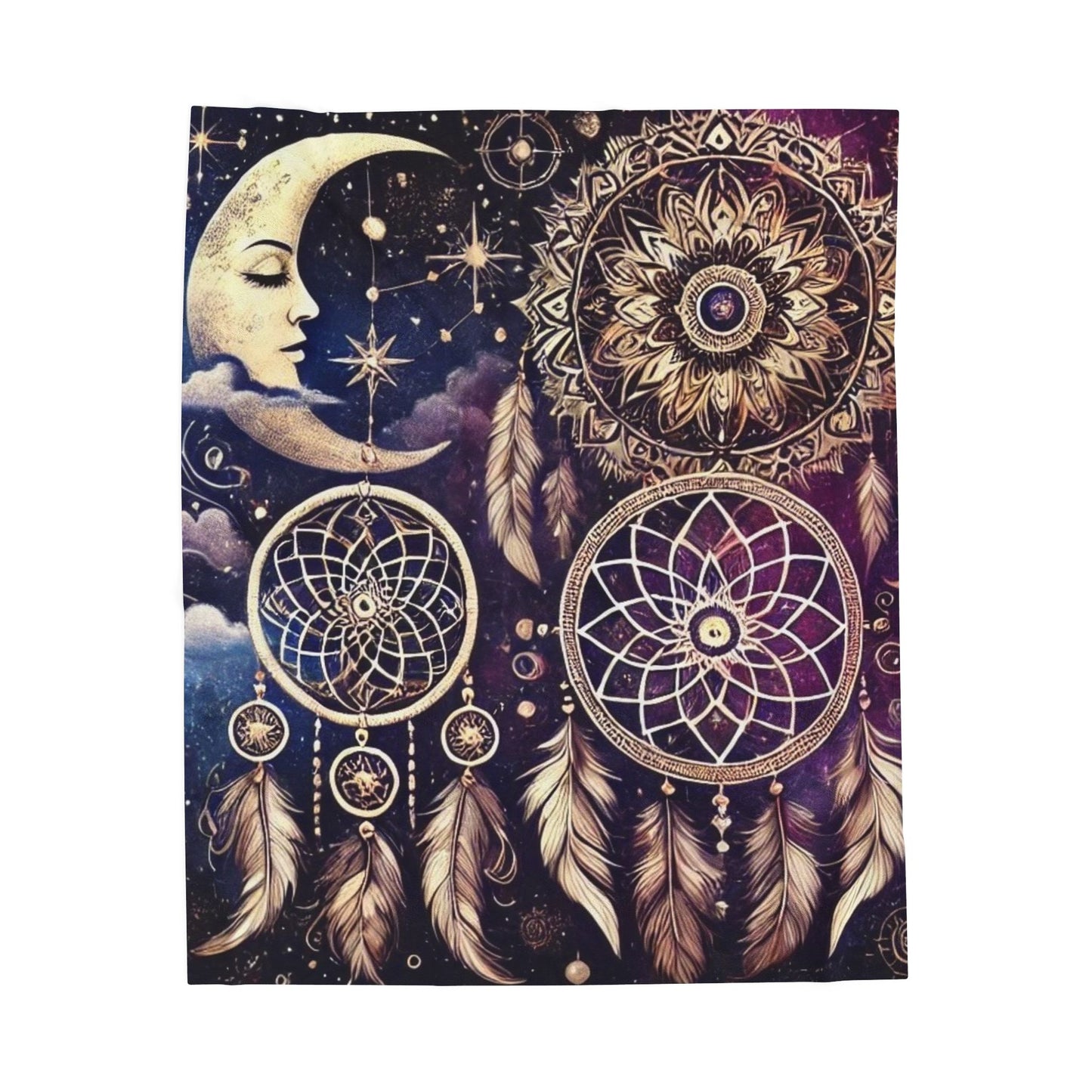 Cozy Dreamcatcher Moon - Plush Blanket