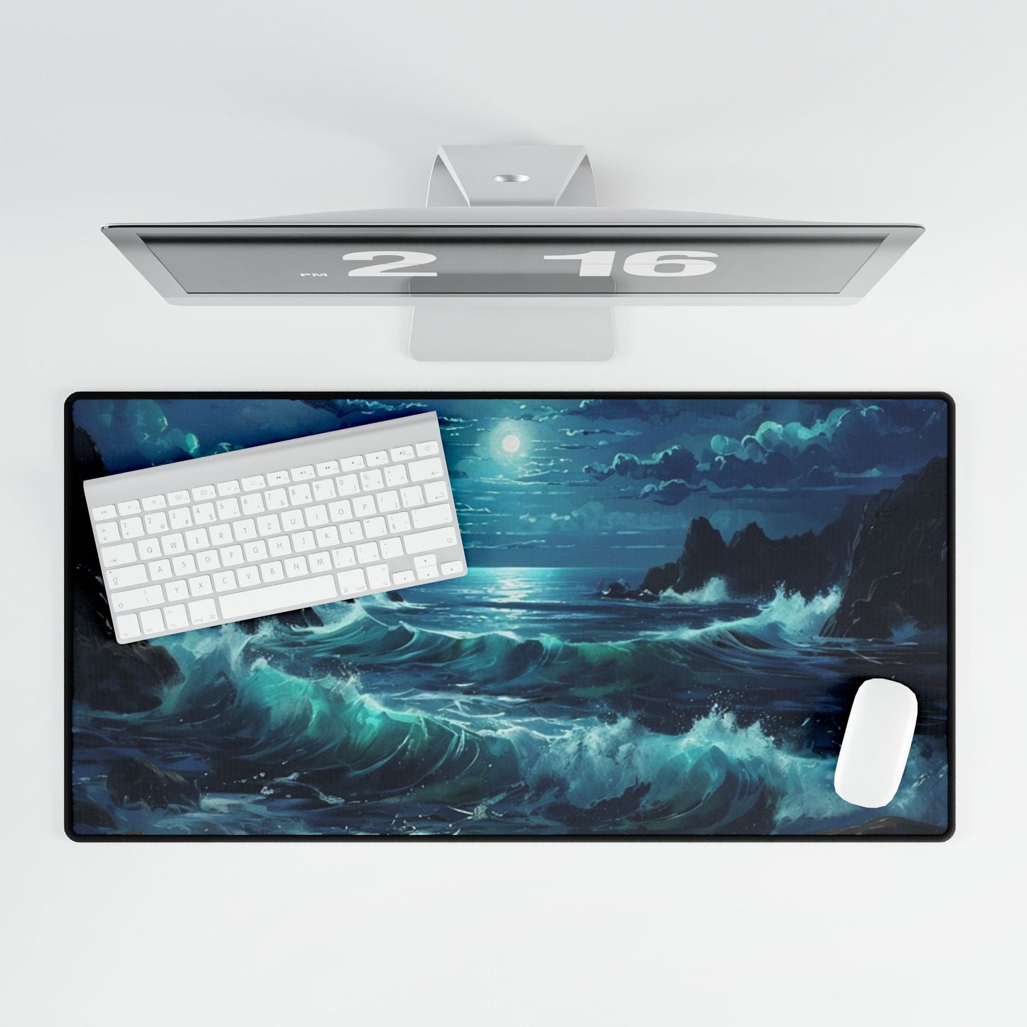 Moonlit Ocean Waves - Desk Mat
