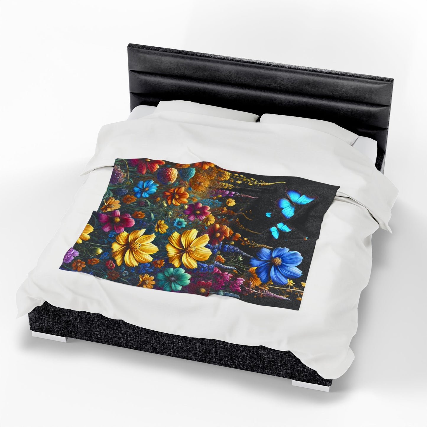 Whimsical Floral Meadow - Velveteen Plush Blanket