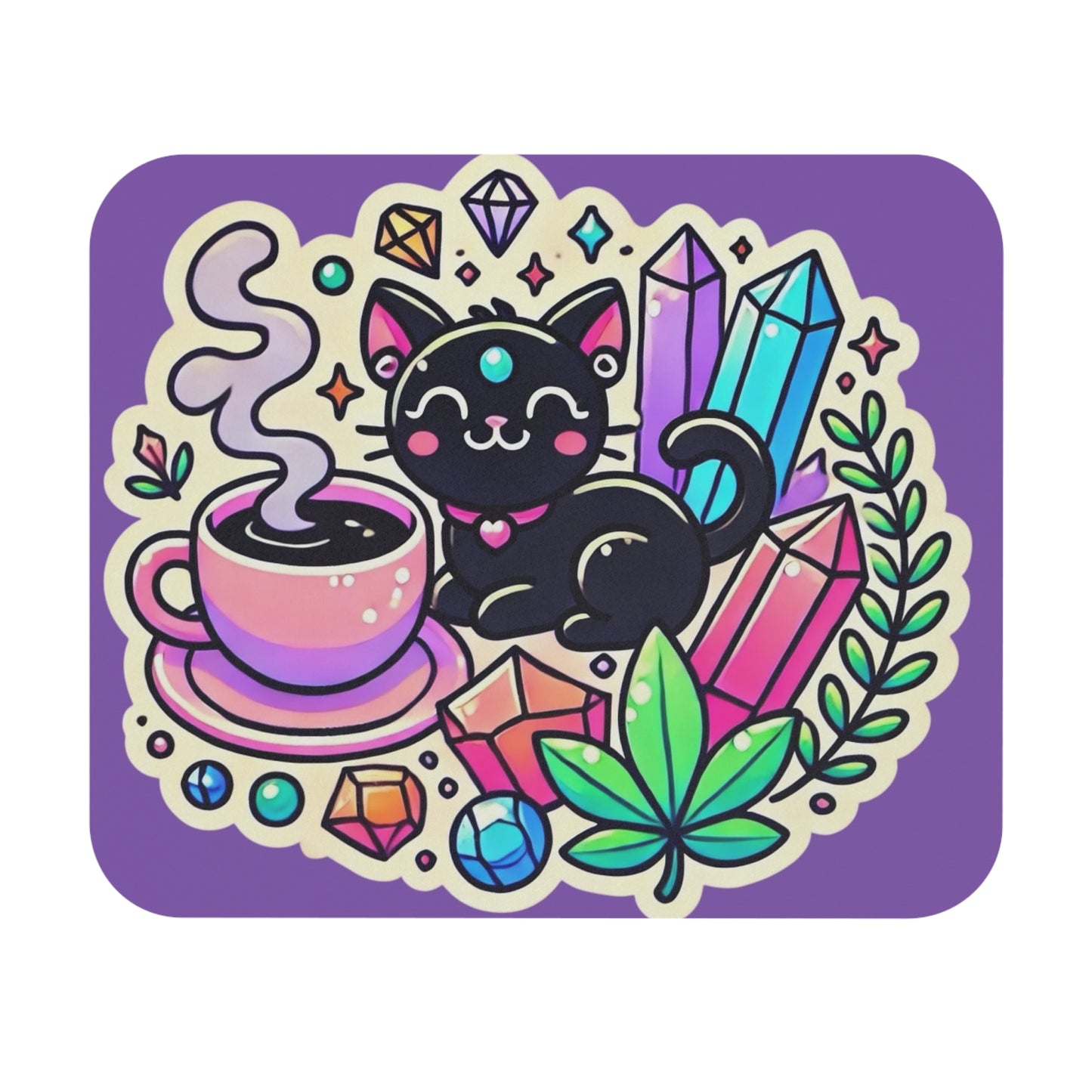 Mystical Cat & Crystals - Mouse Pad
