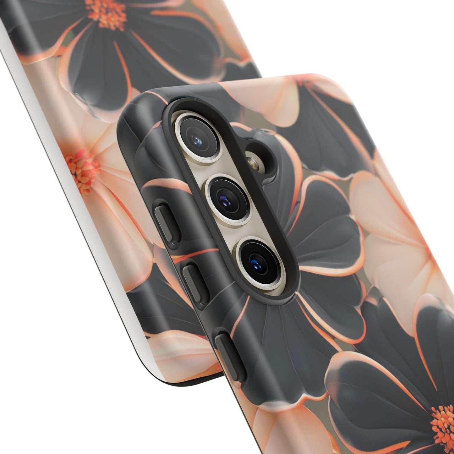 Elegant Black & Peach Floral - Phone Case