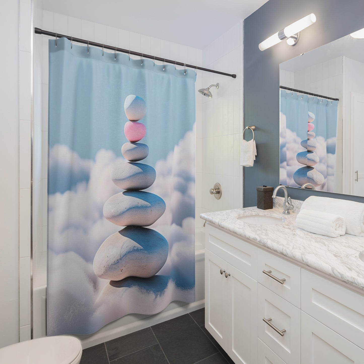 Zen Rock Stack - Shower Curtain