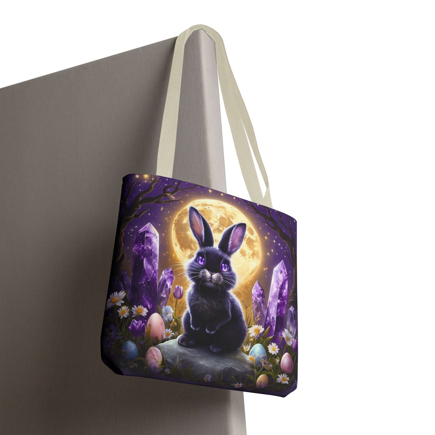Moonlit Bunny with Amethyst Crystals - Tote Bag