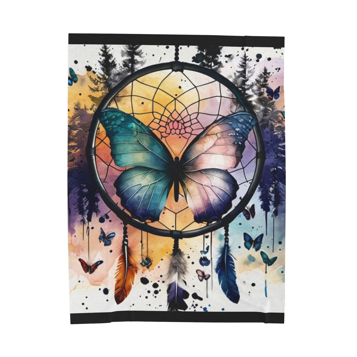 Butterfly Dreamcatcher - Velveteen Plush Blanket