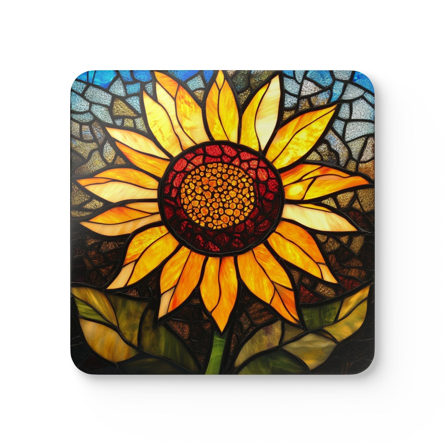 Sunflower Stained Glass Artwork - Coaster Set