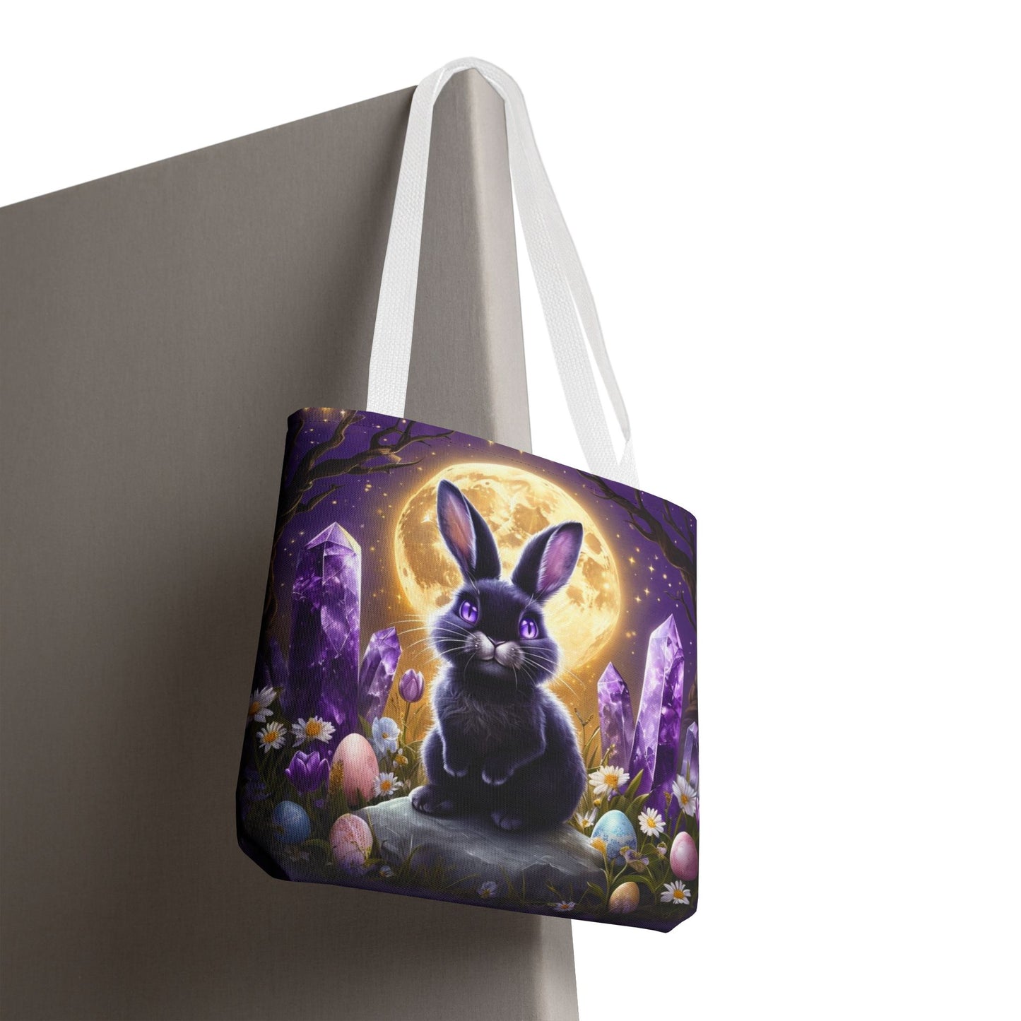 Moonlit Bunny with Amethyst Crystals - Tote Bag