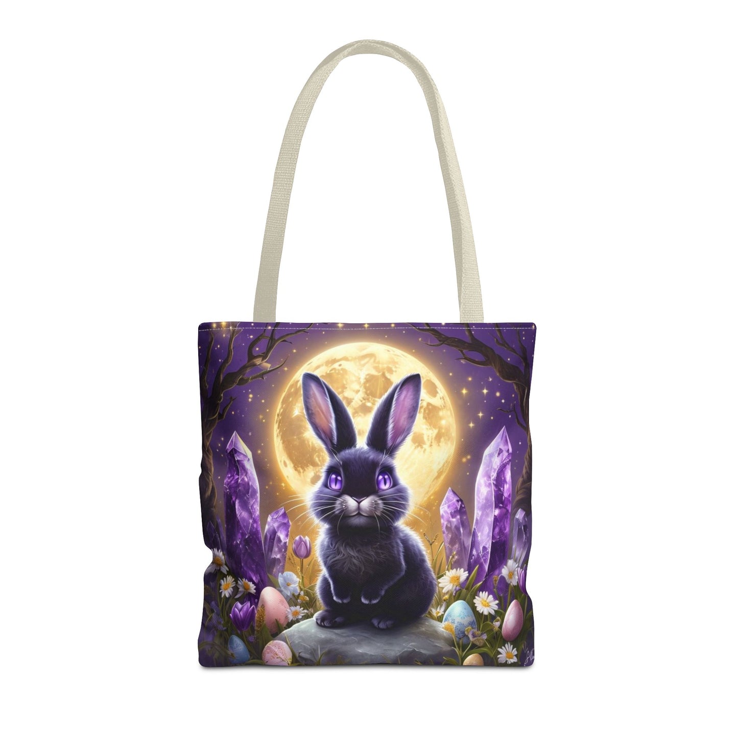 Moonlit Bunny with Amethyst Crystals - Tote Bag
