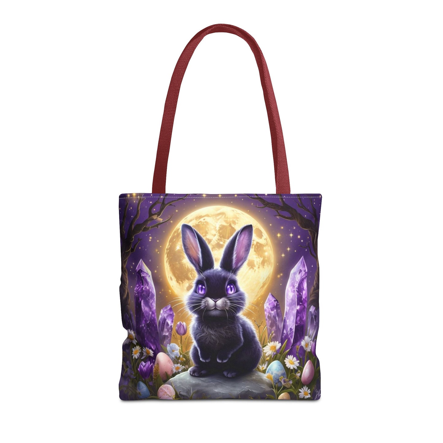 Moonlit Bunny with Amethyst Crystals - Tote Bag