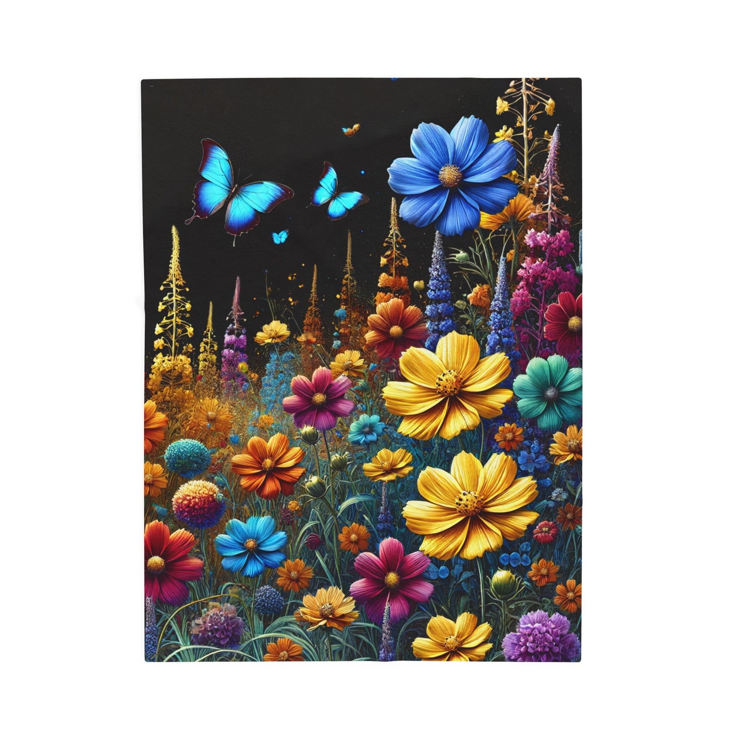 Whimsical Floral Meadow - Velveteen Plush Blanket