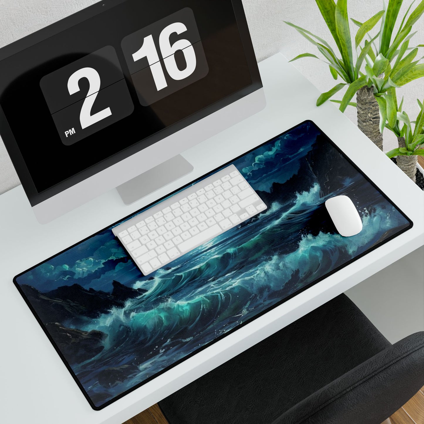 Moonlit Ocean Waves - Desk Mat
