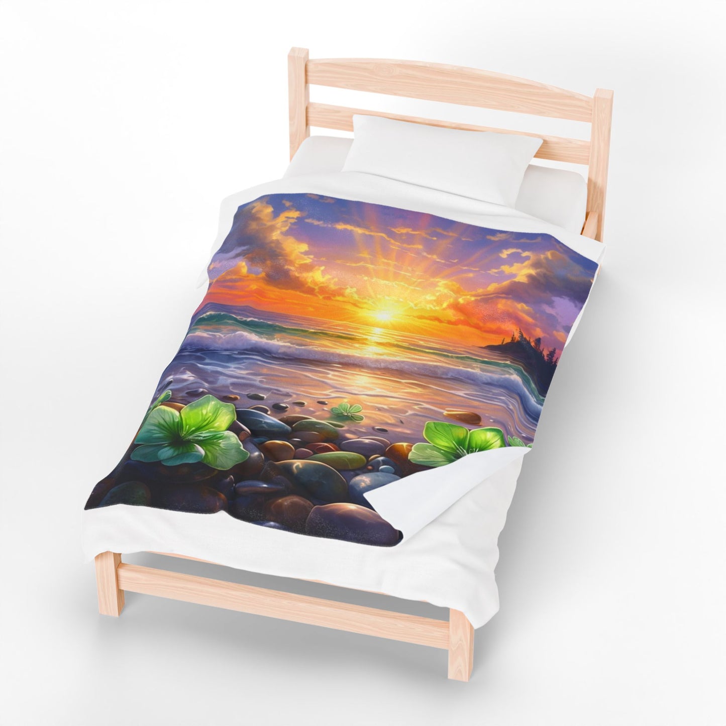 Ocean Sunrise Serenity - Velveteen Plush Blanket