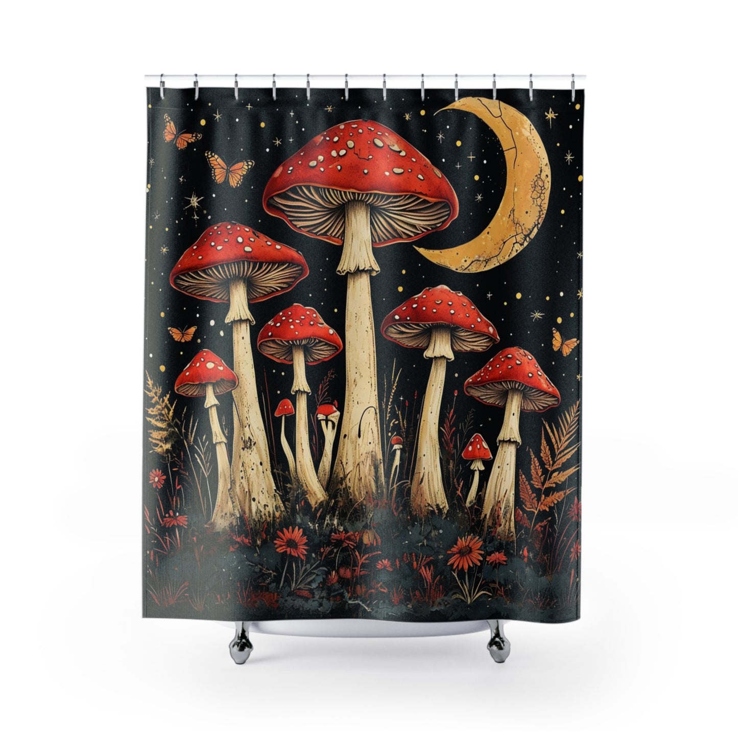 Whimsical Moonlit Mushroom - Shower Curtain