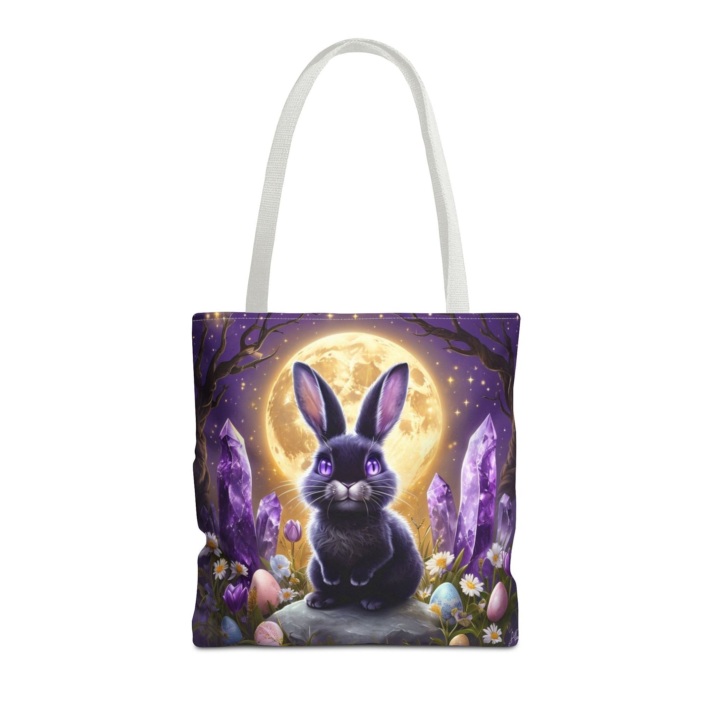 Moonlit Bunny with Amethyst Crystals - Tote Bag