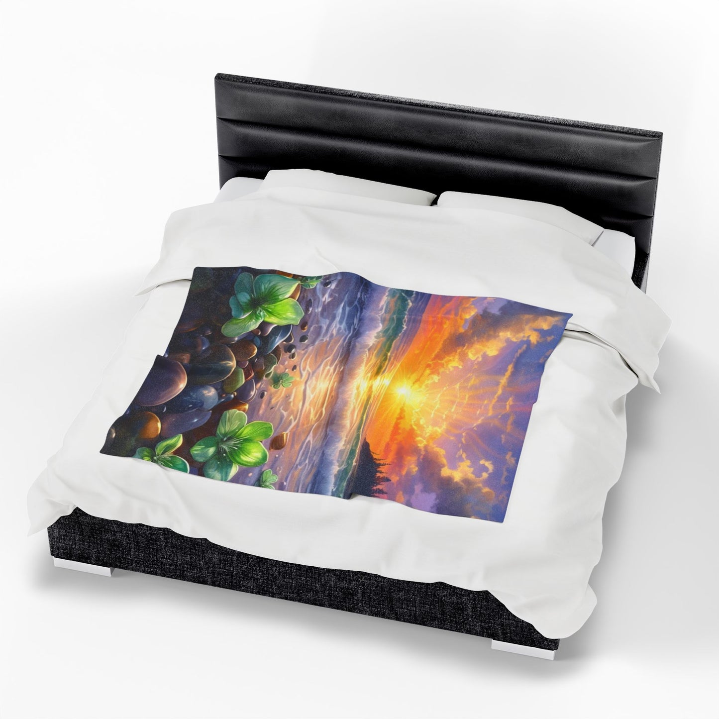 Ocean Sunrise Serenity - Velveteen Plush Blanket