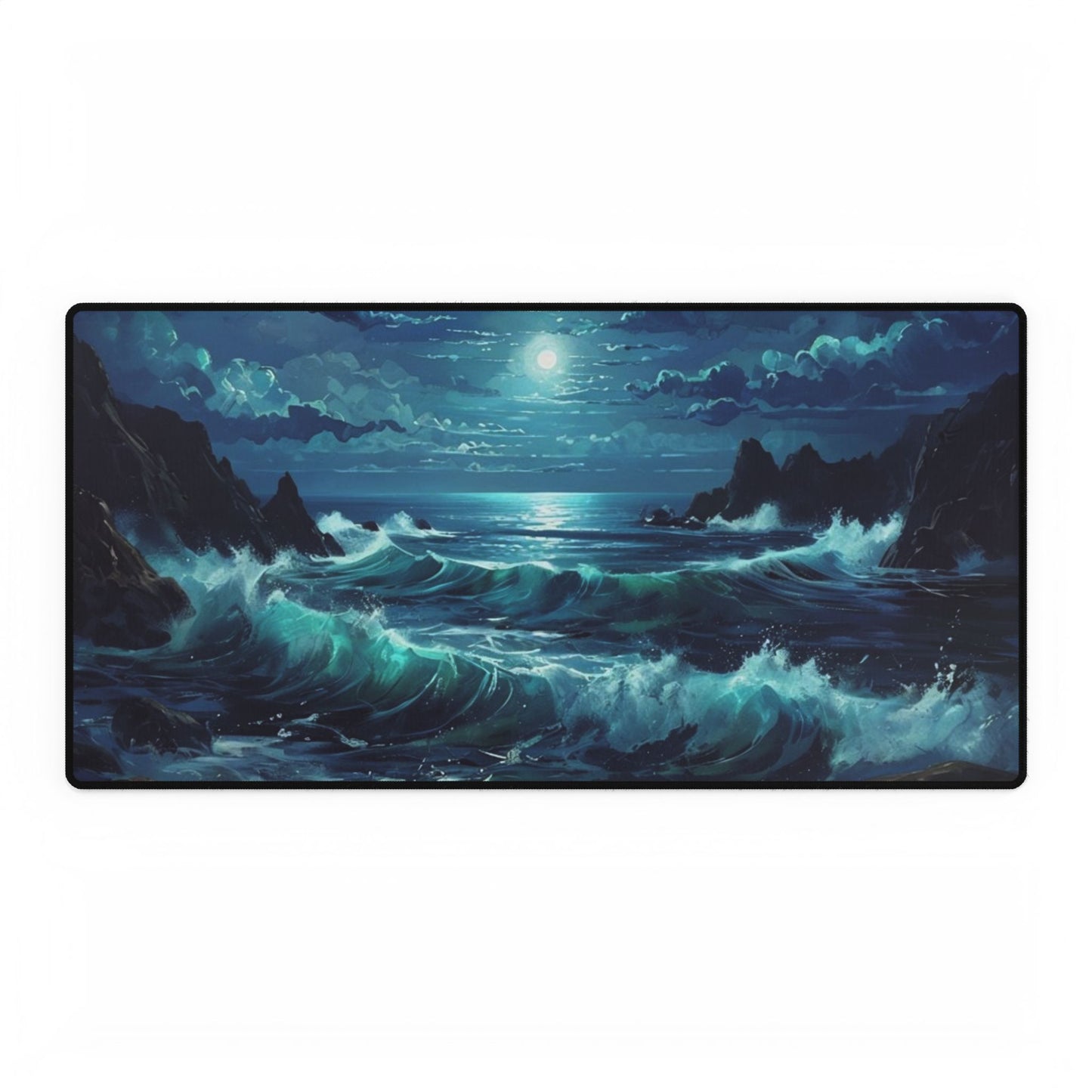 Moonlit Ocean Waves - Desk Mat