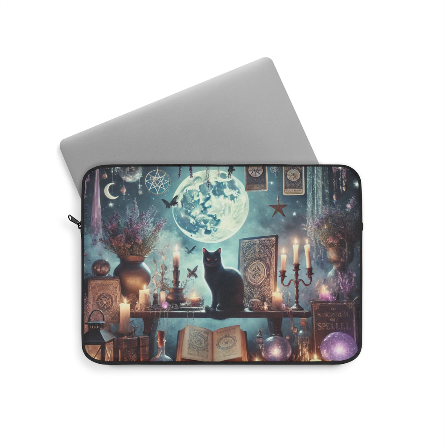 Black Cat, Tarot & Moonlit Magic - Laptop Sleeve