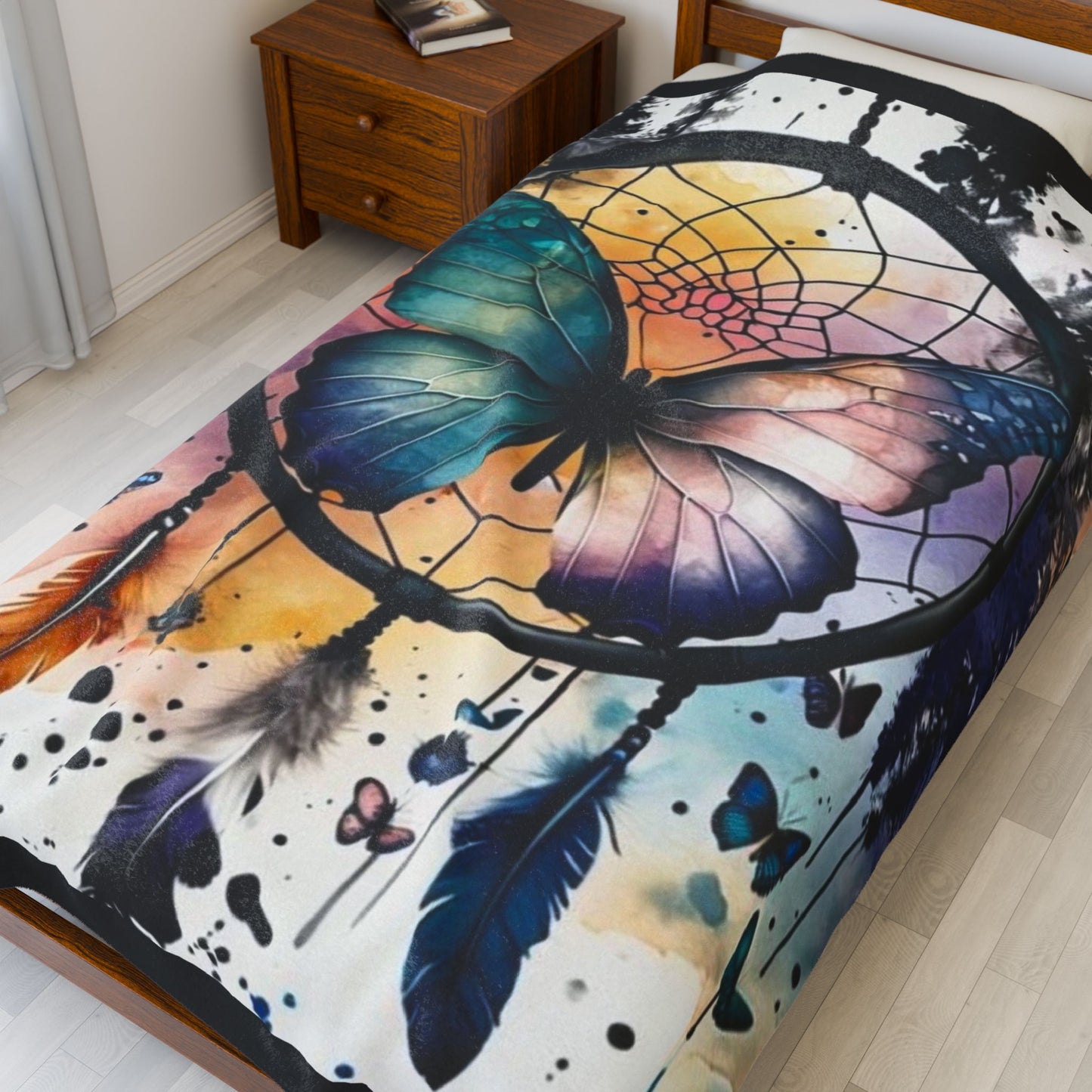 Butterfly Dreamcatcher - Velveteen Plush Blanket