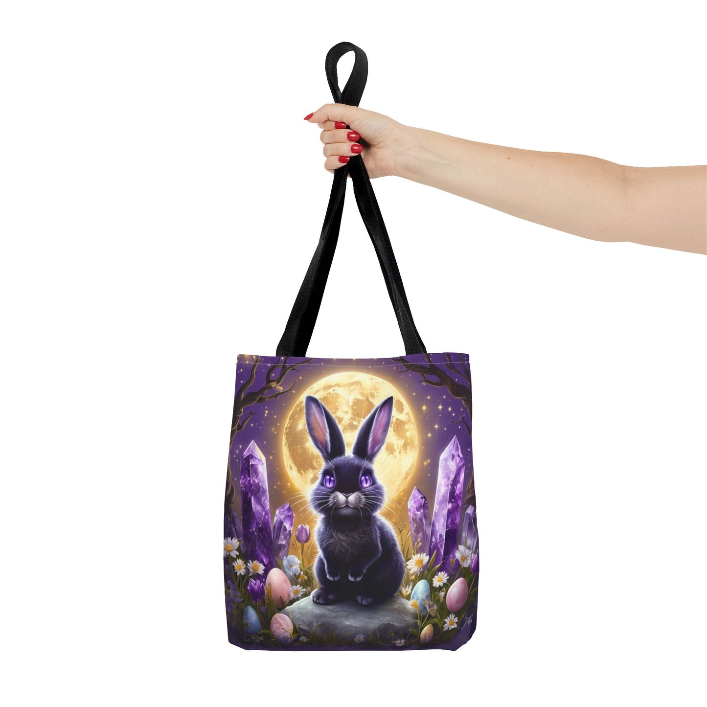 Moonlit Bunny with Amethyst Crystals - Tote Bag