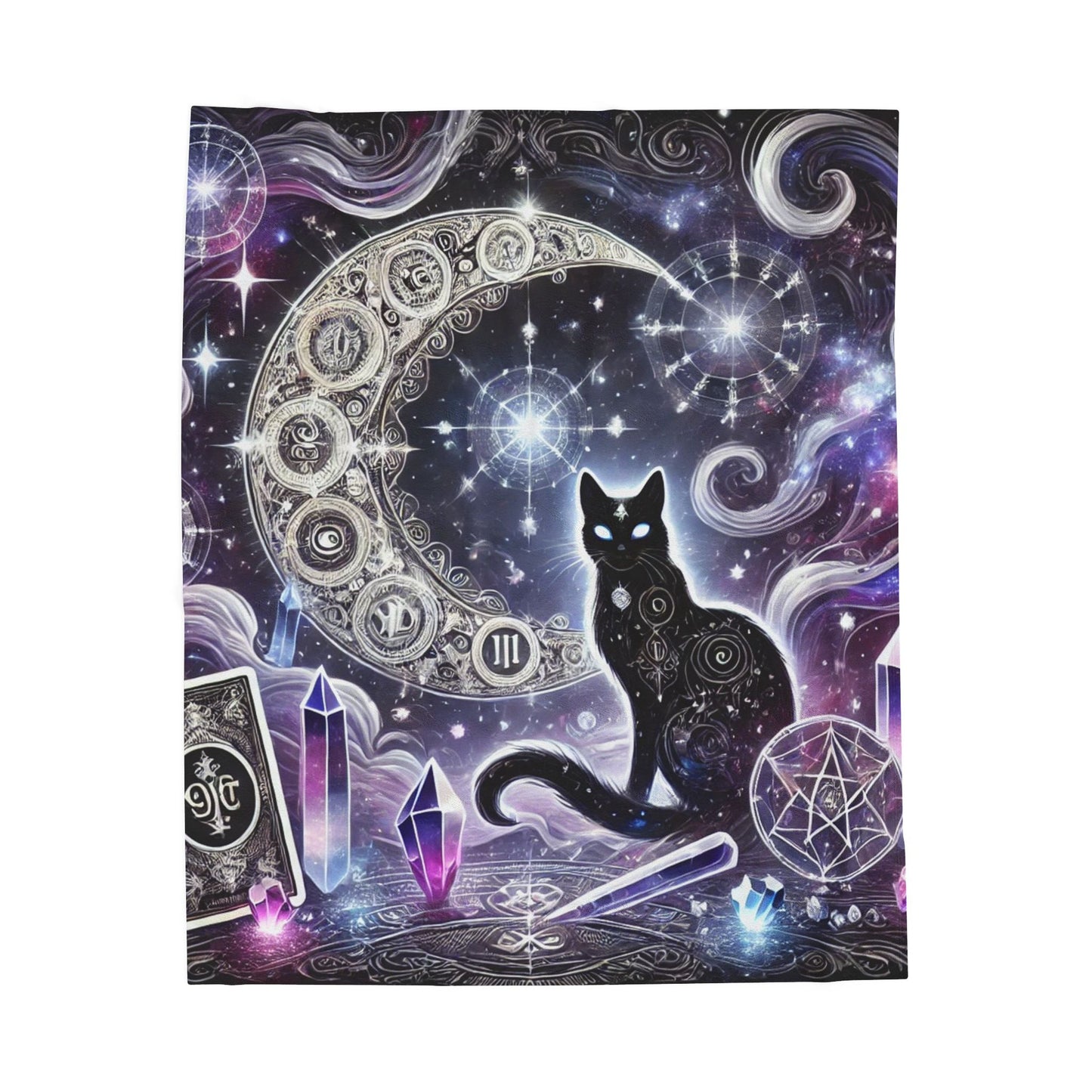 Celestial Black Feline - Plush Blanket