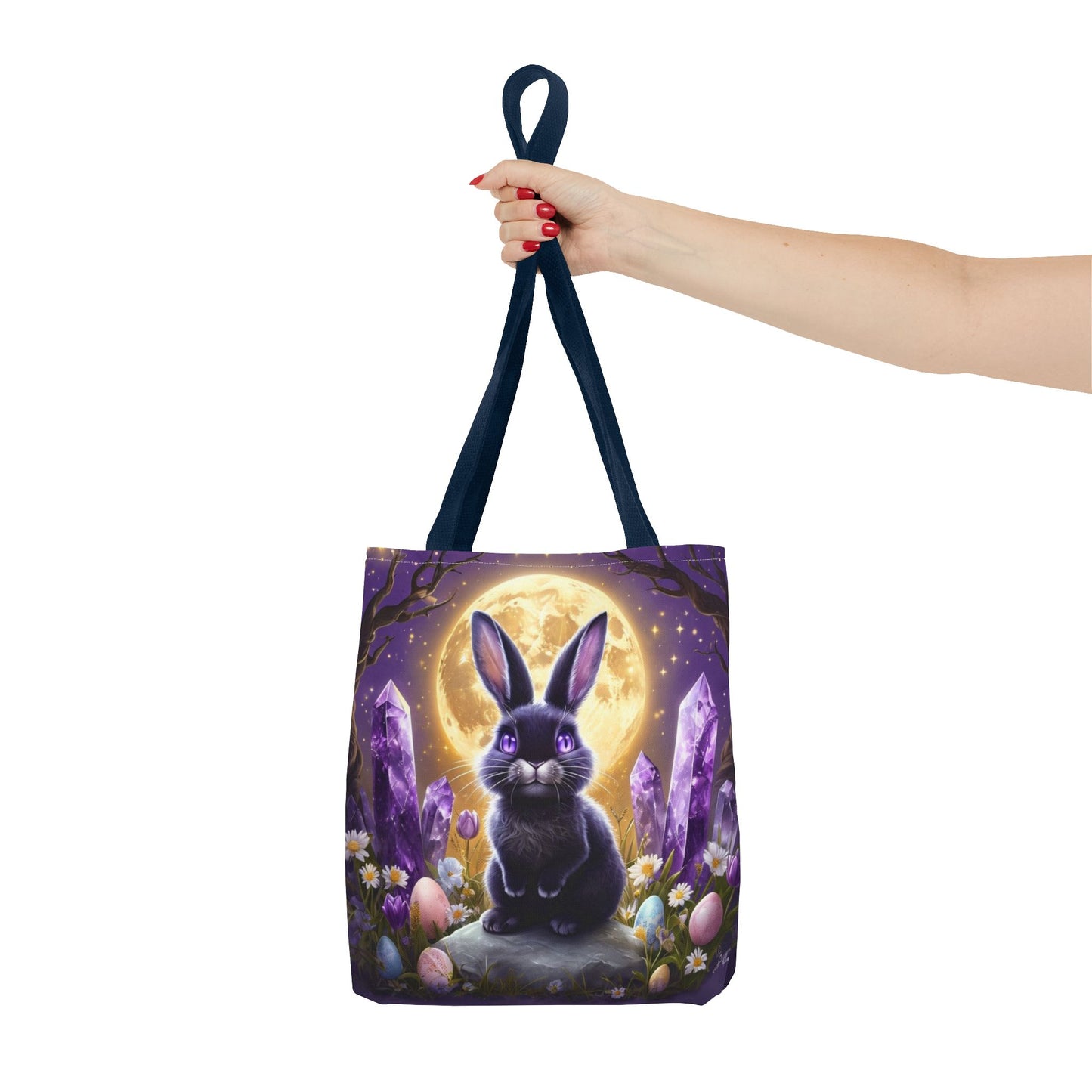 Moonlit Bunny with Amethyst Crystals - Tote Bag