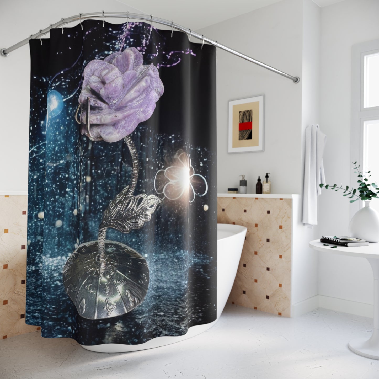 Cosmic Lepidolite Rose - Shower Curtain