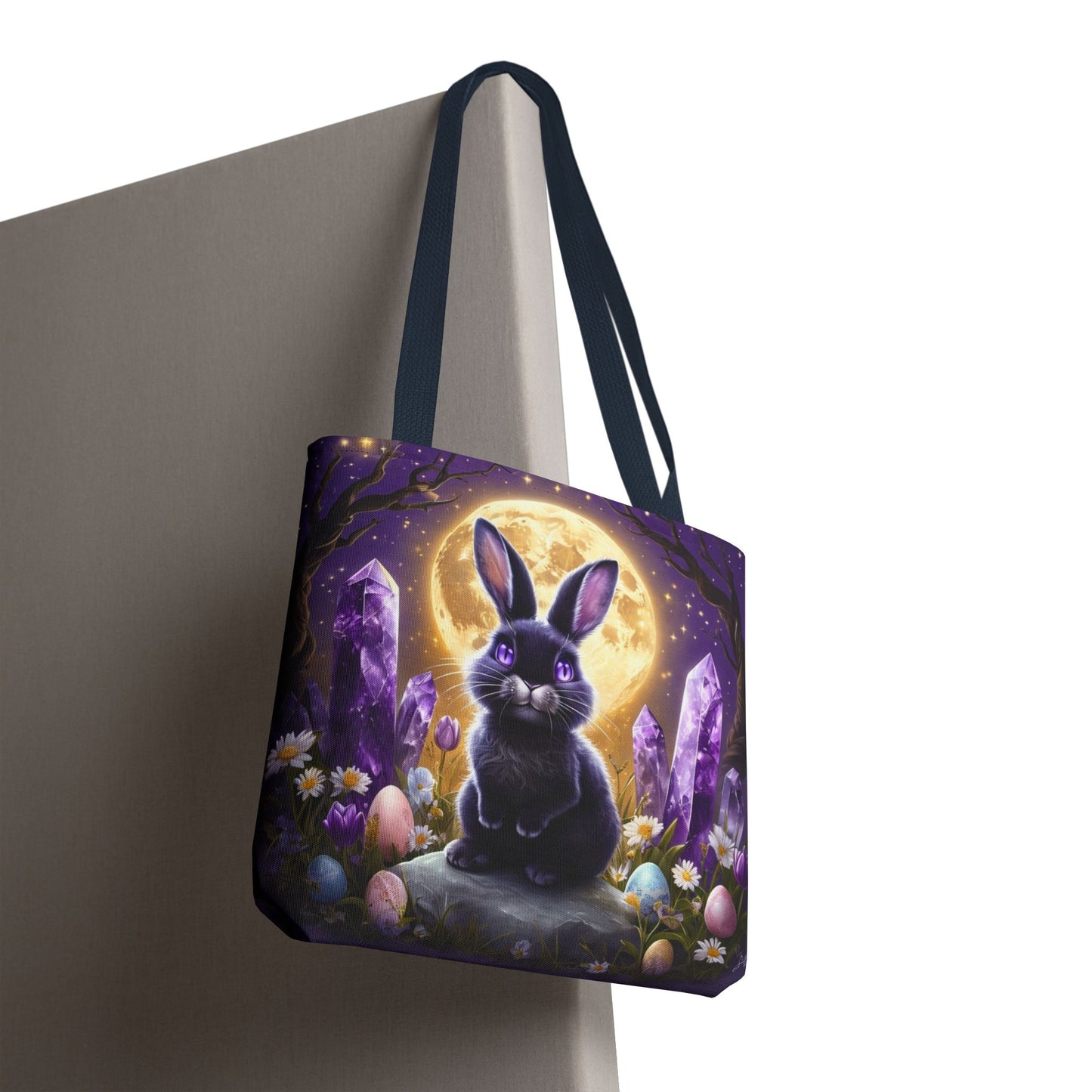 Moonlit Bunny with Amethyst Crystals - Tote Bag