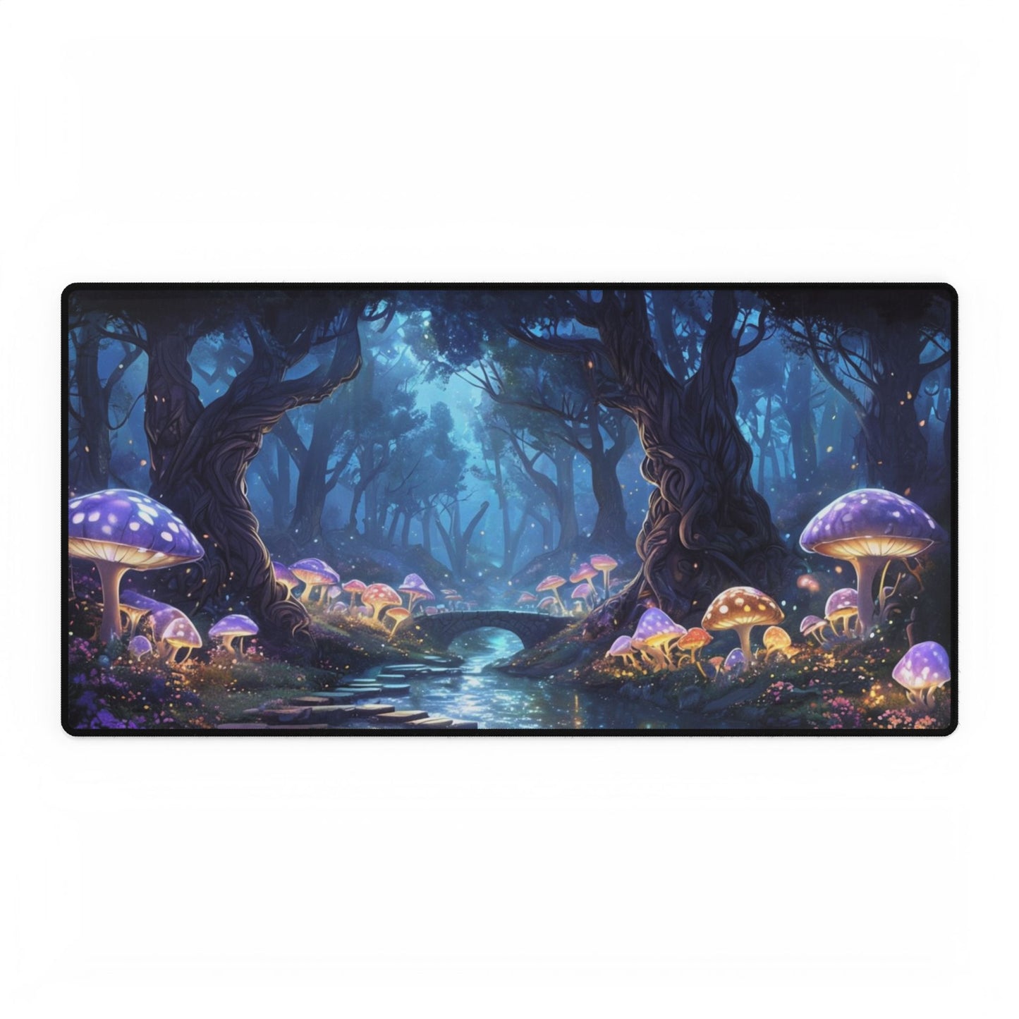 Glowing Purple Mushrooms - Desk Mat