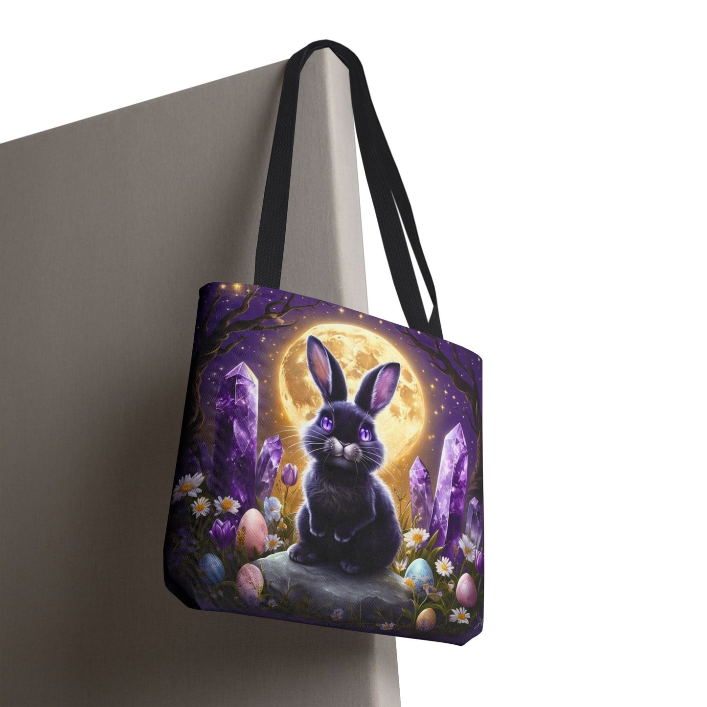 Moonlit Bunny with Amethyst Crystals - Tote Bag